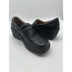 BOC Born Concept Shoes Womens Clogs Black Leather Slip On Size US 8.5 EUC